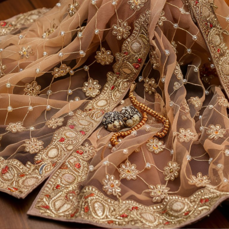 Embroidered border sarees from Dress & Dazzle elevate your monsoon style with artisan-crafted royal elegance available sarees online.