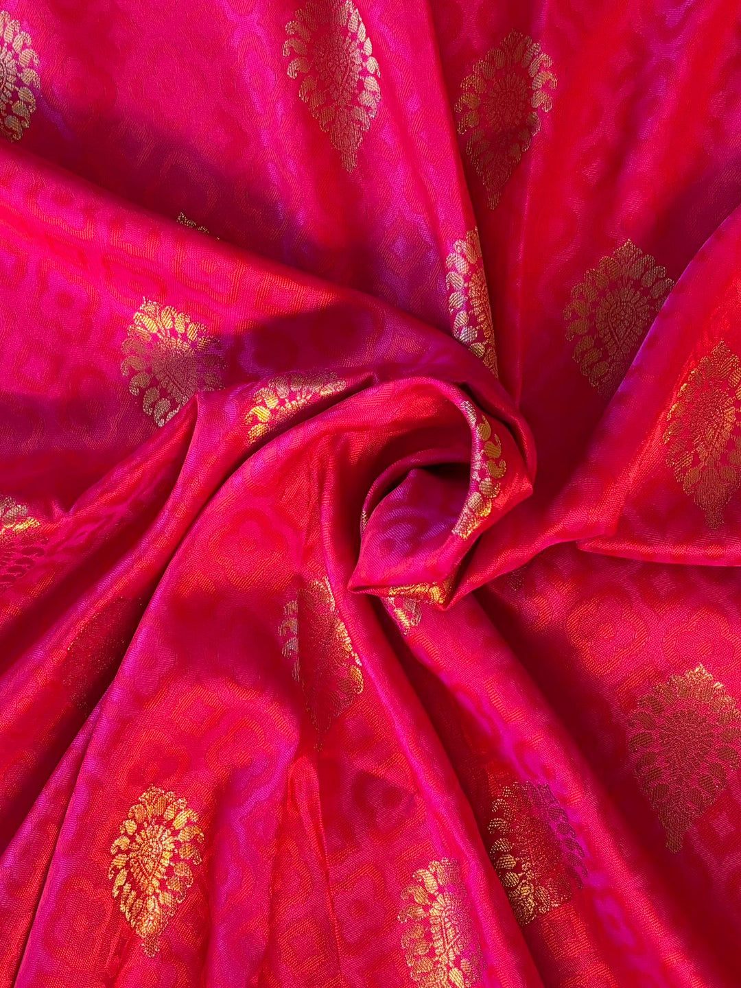 Hot Pink Jacquard Silk Saree