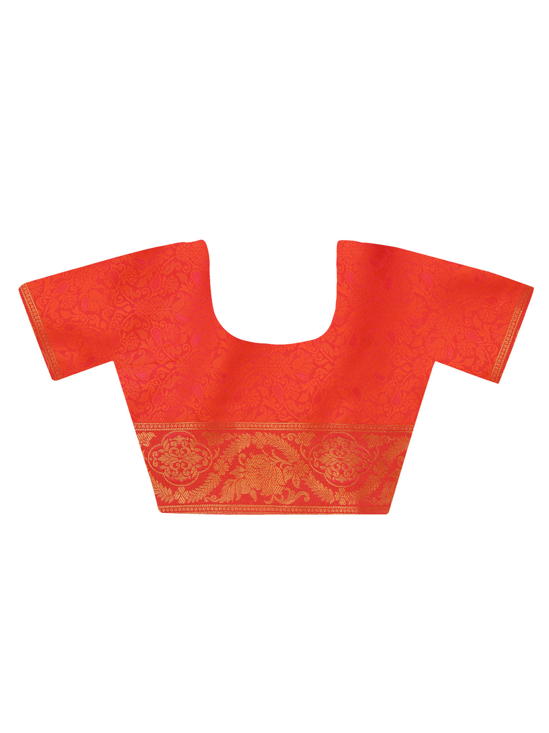 Flame Orange Jacquard Silk Saree