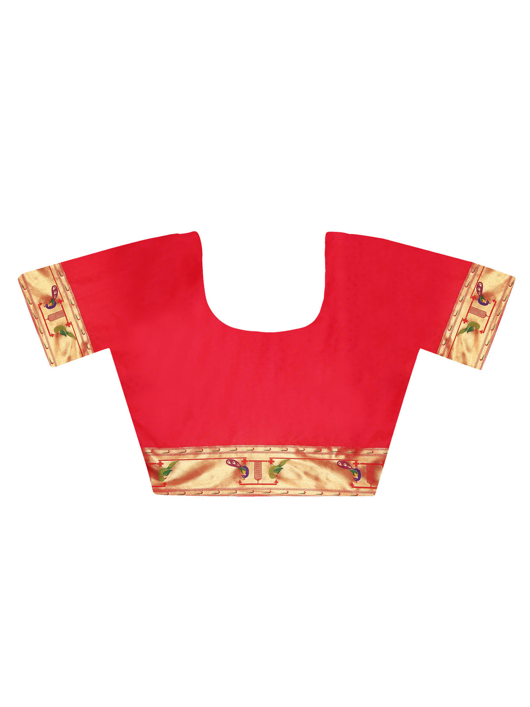 Coral Red Paithani Tissue Silk Saree.