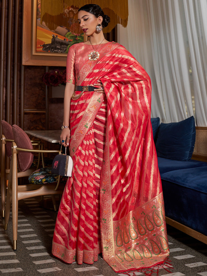 Leheriya Organza Saree