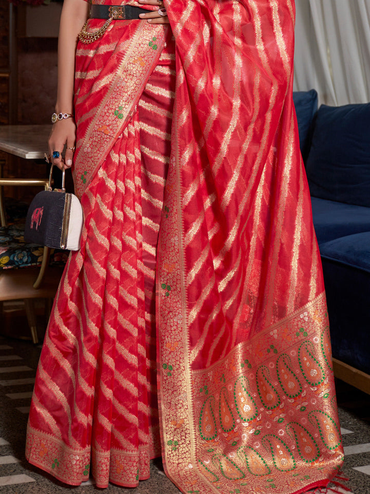 Leheriya Organza Saree