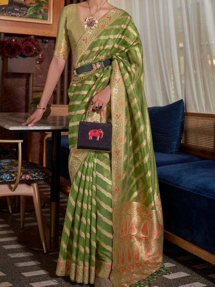 Leheriya Organza Saree