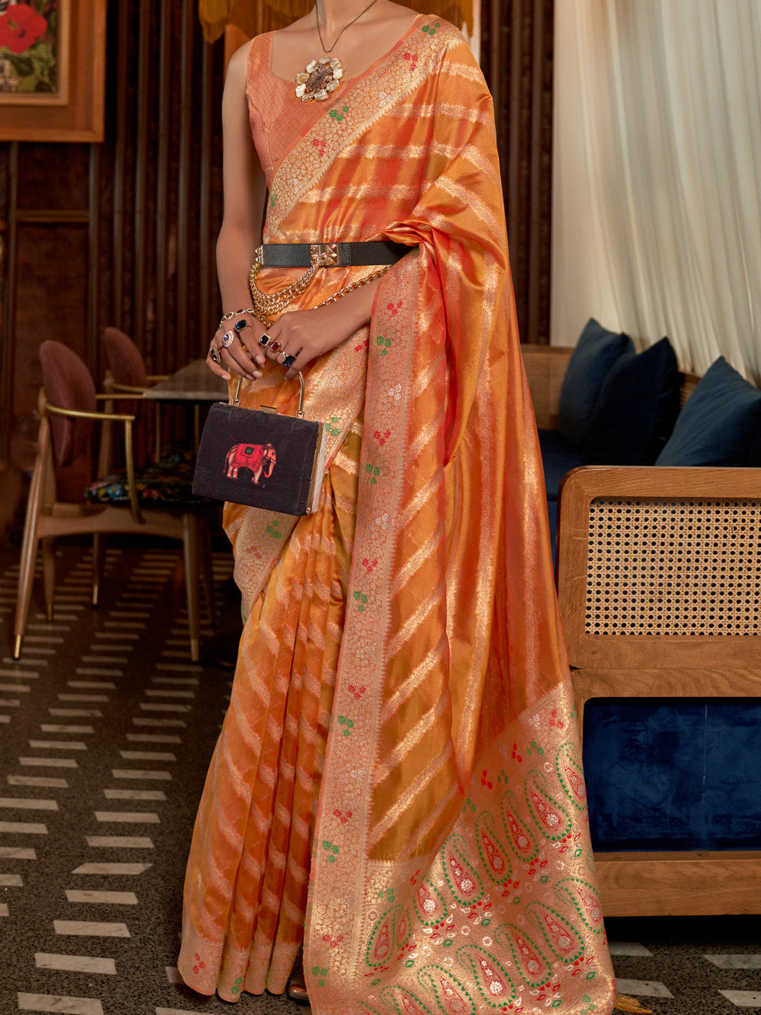 Leheriya Organza Saree