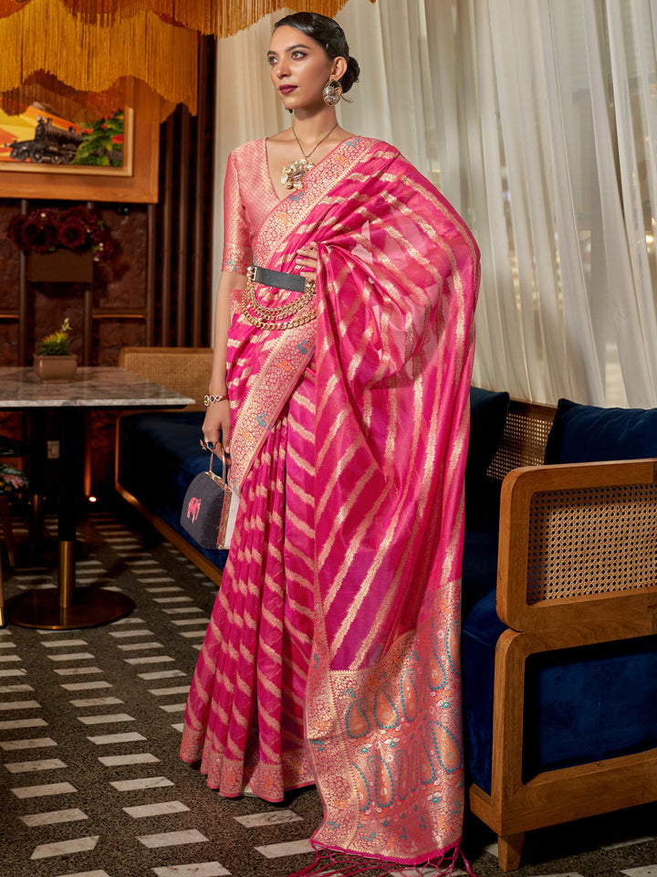 Leheriya Organza Saree