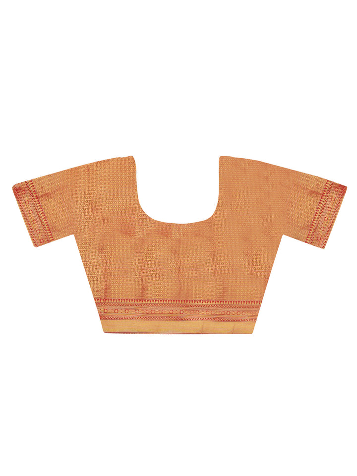 Orange Jacquard slik saree