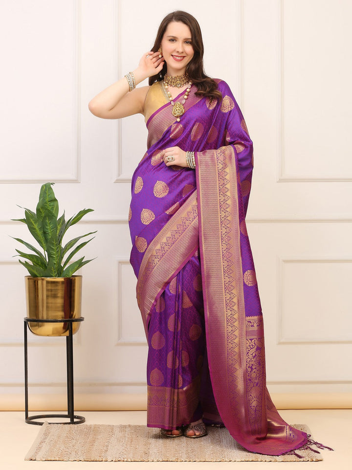 Purple Paisley Silk Saree
