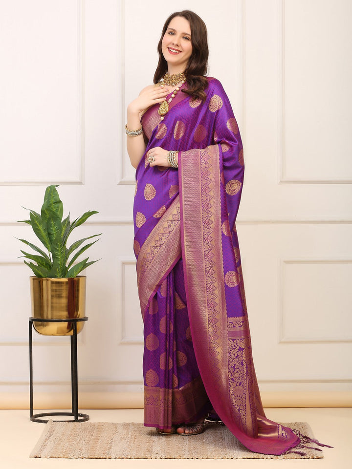 Purple Paisley Silk Saree