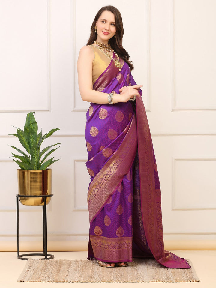 Purple Paisley Silk Saree