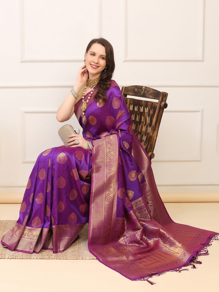 Purple Paisley Silk Saree