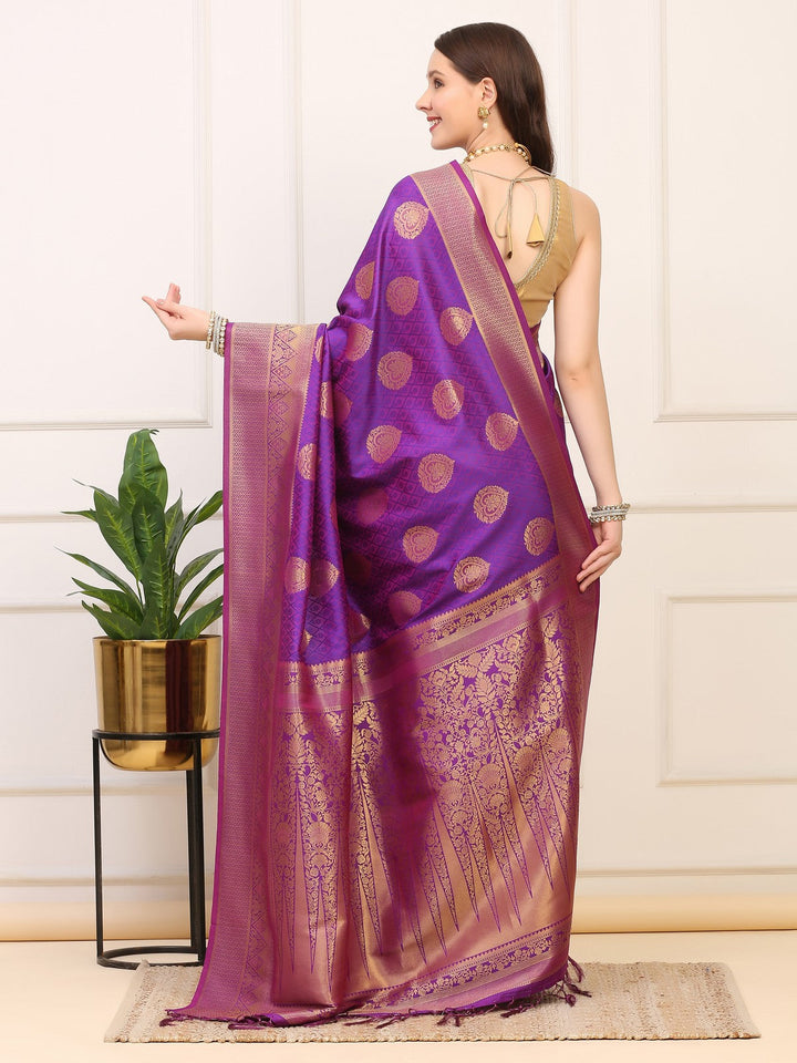 Purple Paisley Silk Saree