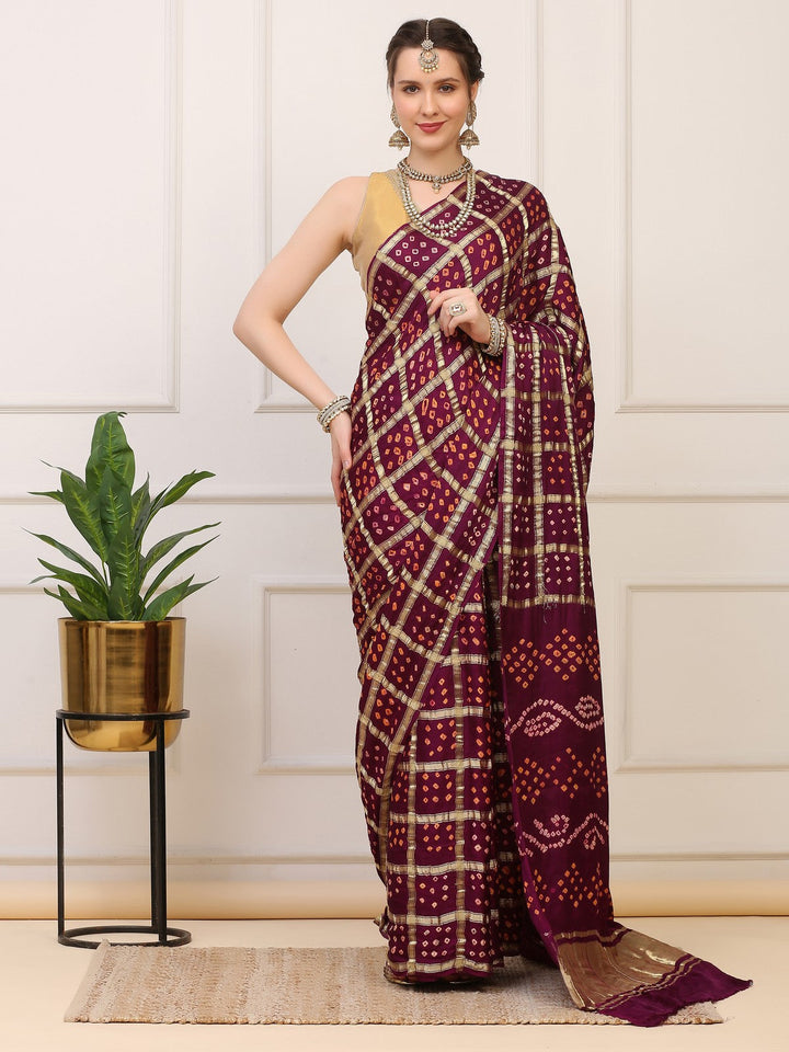 Purple Gharchola Silk Saree