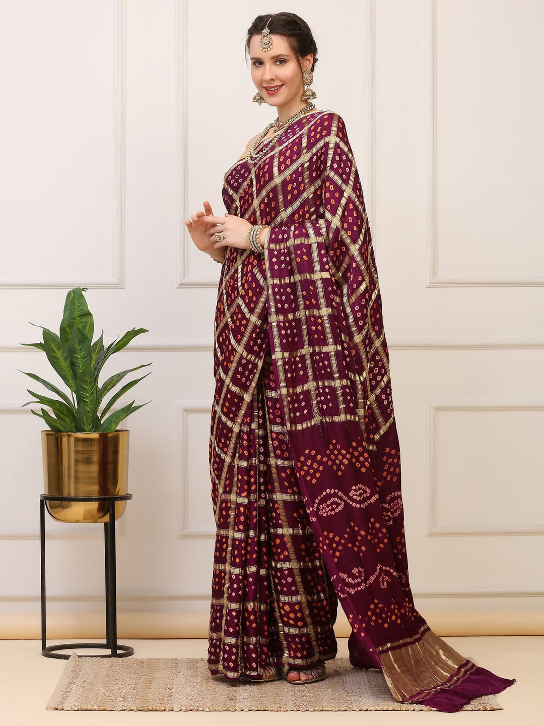 Purple Gharchola Silk Saree