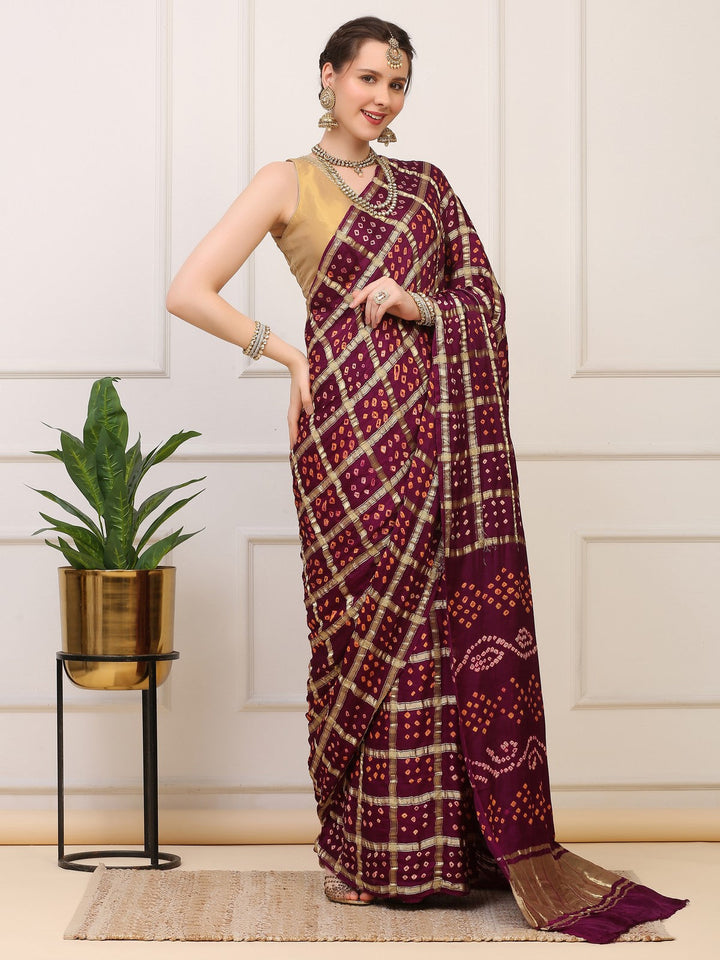 Purple Gharchola Silk Saree