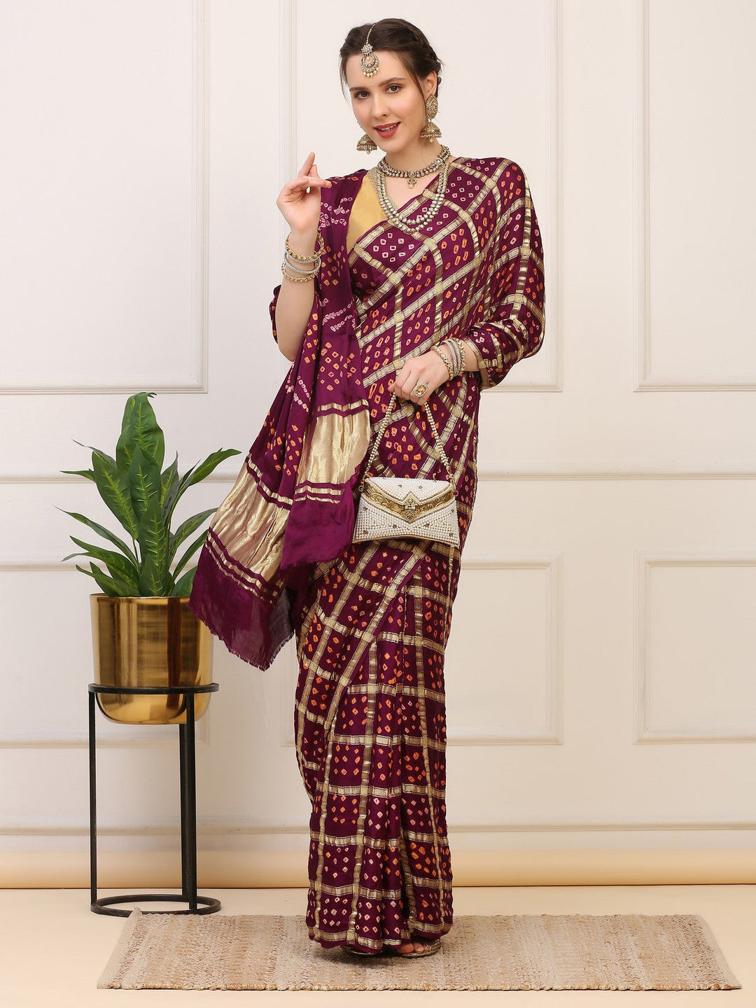 Purple Gharchola Silk Saree
