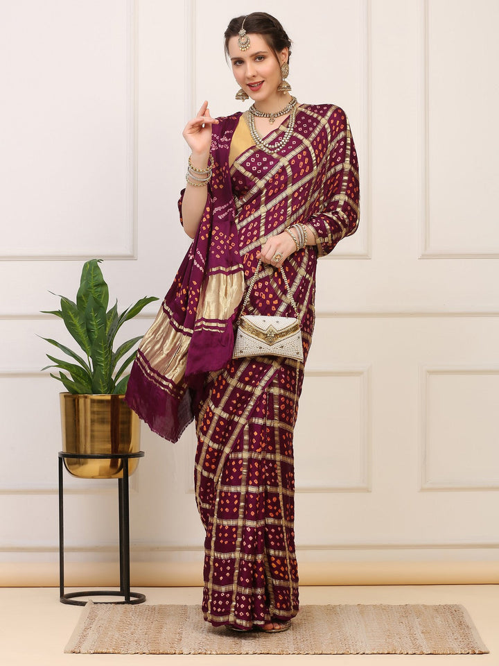 Purple Gharchola Silk Saree