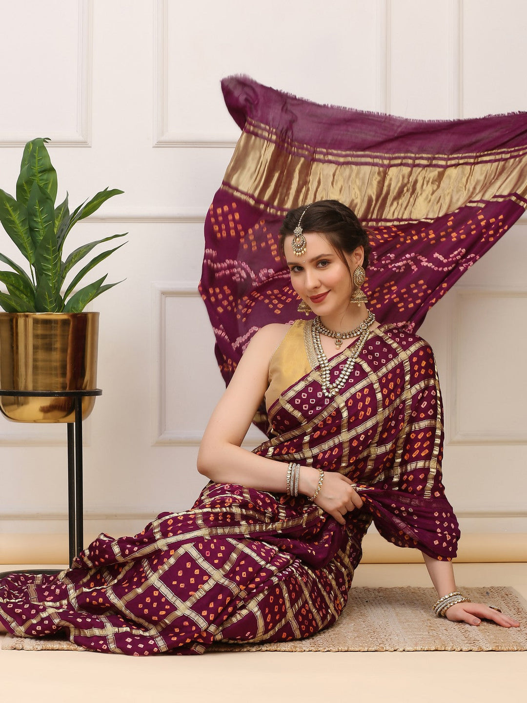 Purple Gharchola Silk Saree