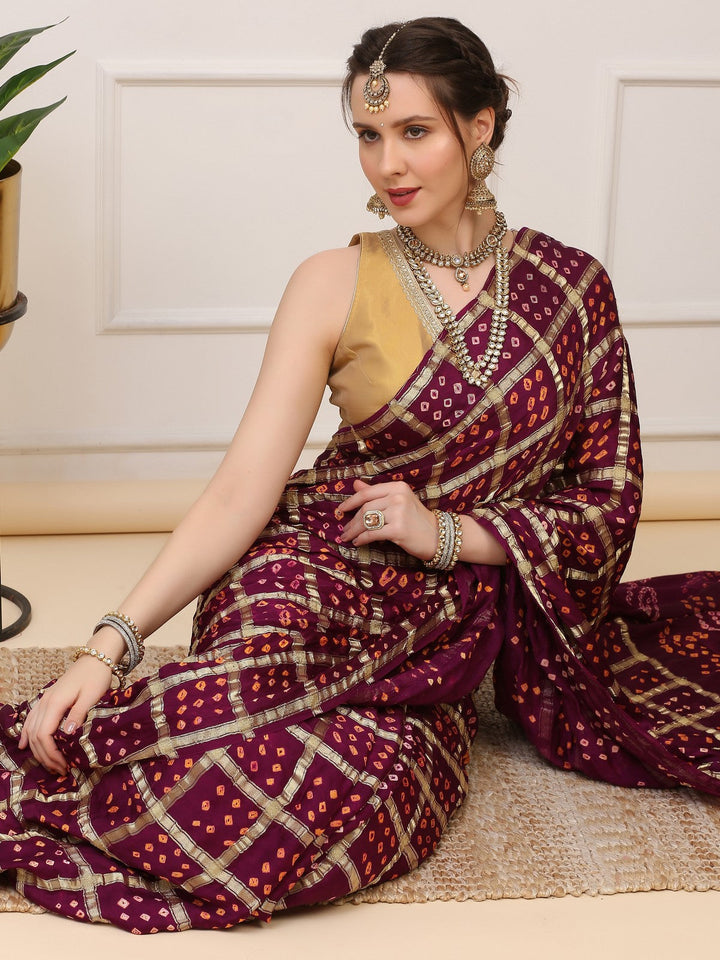Purple Gharchola Silk Saree