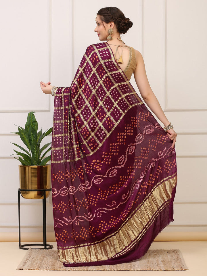 Purple Gharchola Silk Saree