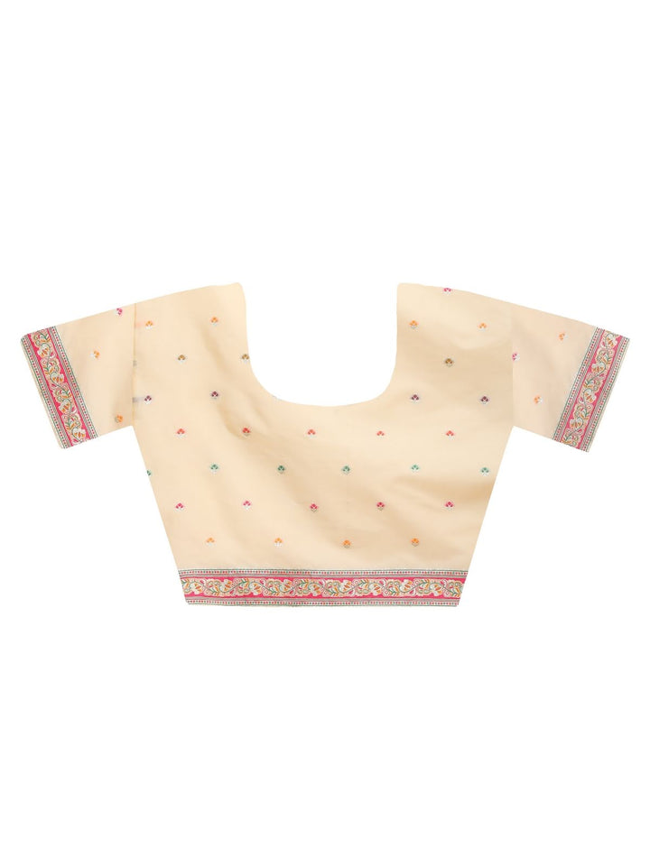 Beige Pashmina Silk Saree