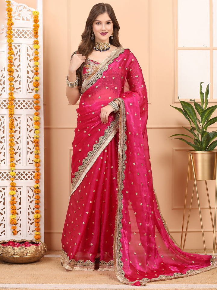 Pink Tissue Saree
