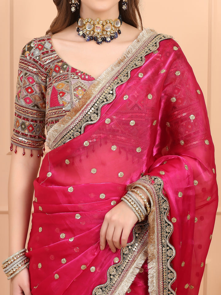 Pink Tissue Saree