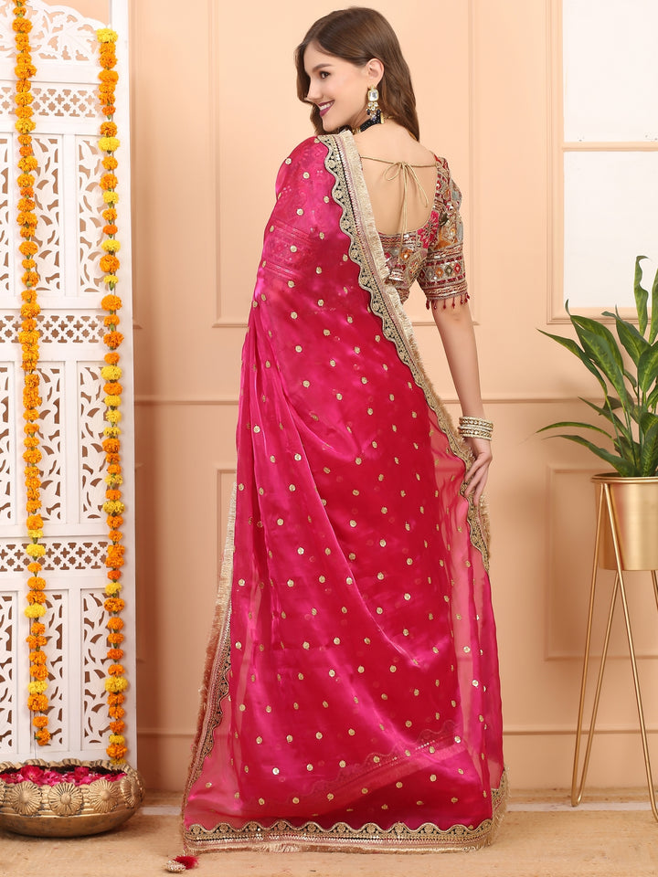 Pink Tissue Saree