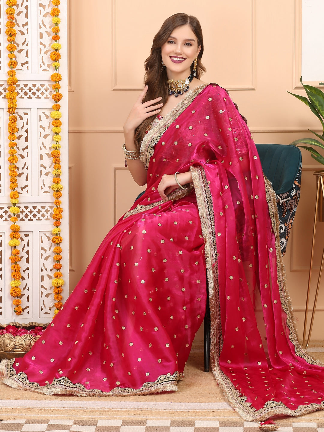 Pink Tissue Saree
