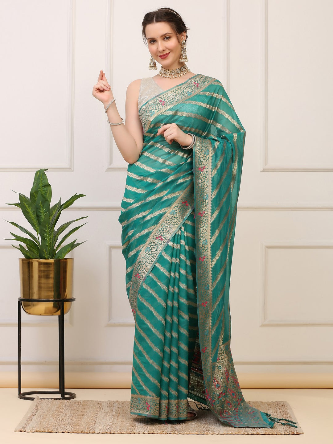 Leheriya Organza Saree