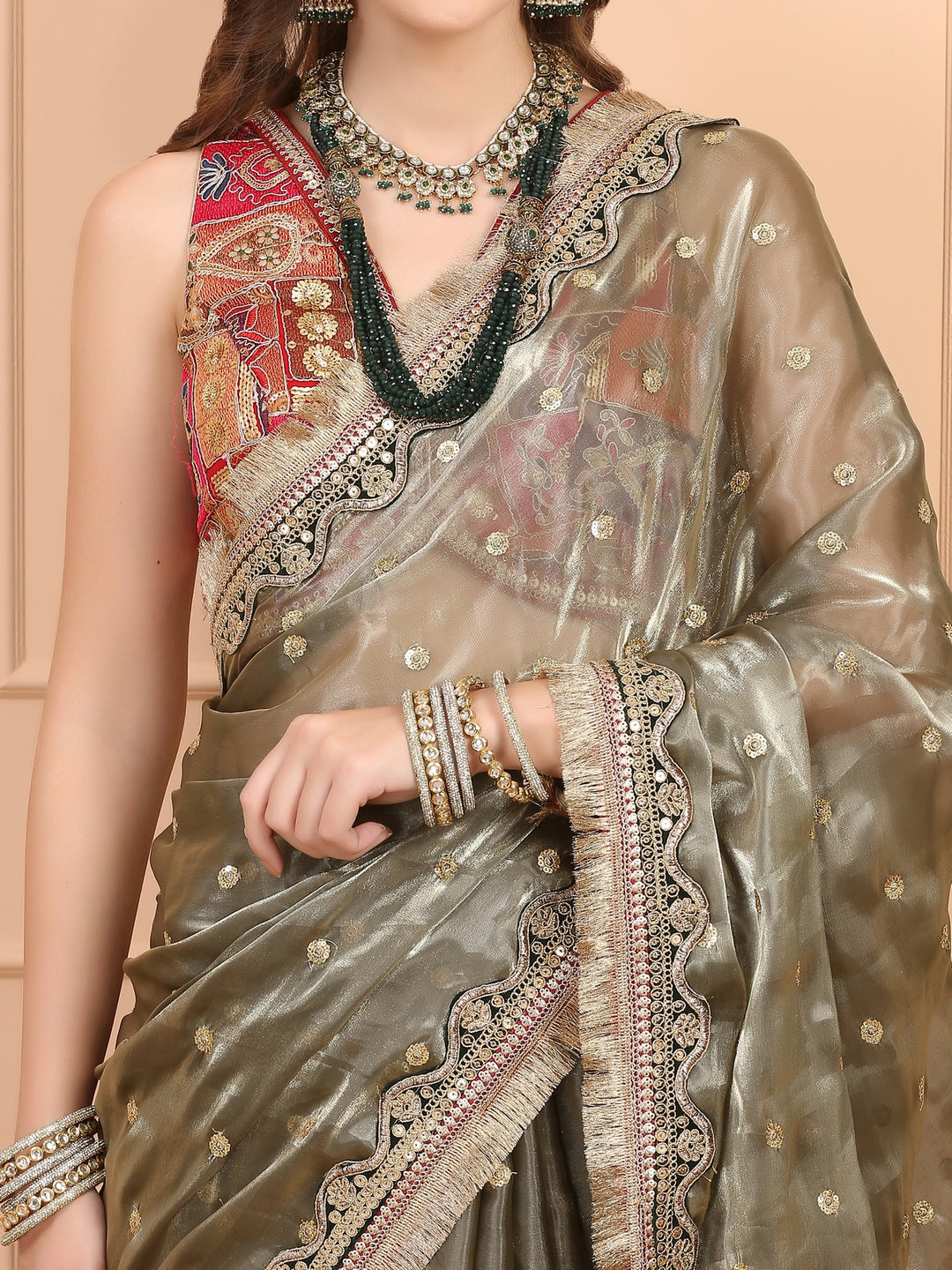 Leaf Green Tissue Saree