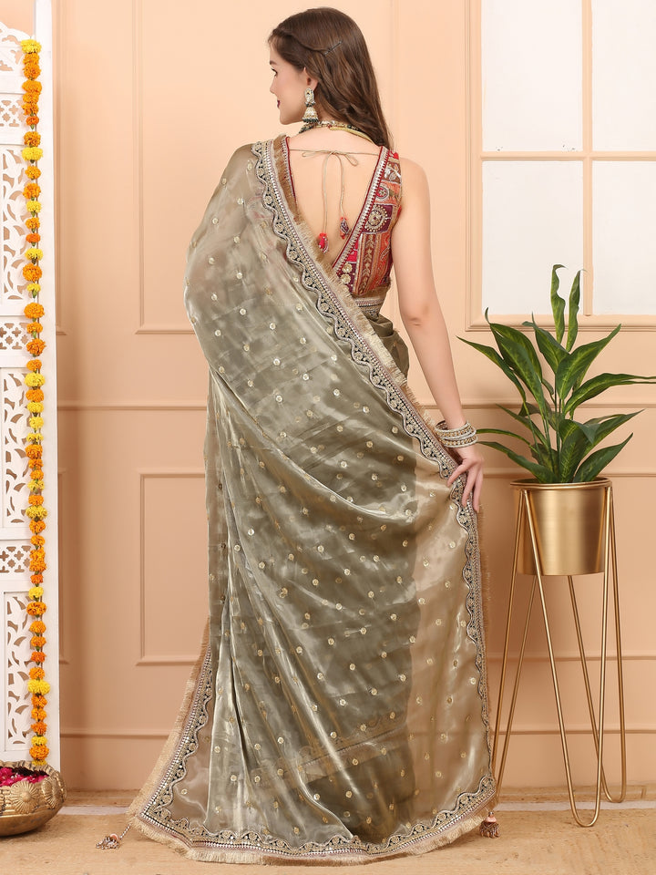 Leaf Green Tissue Saree