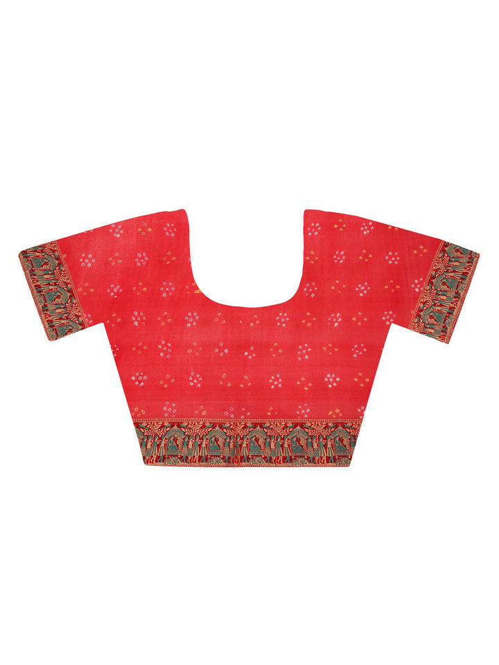 Red Khaddi Georgette Banarasi Bhandej Saree