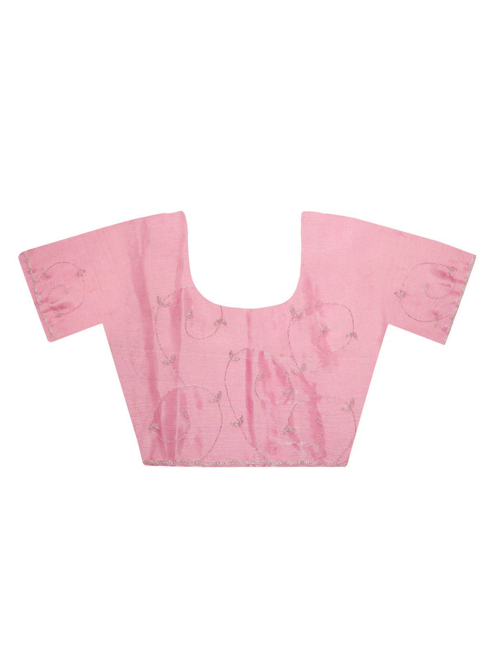 Blush Pink Crepe Tissue Saree