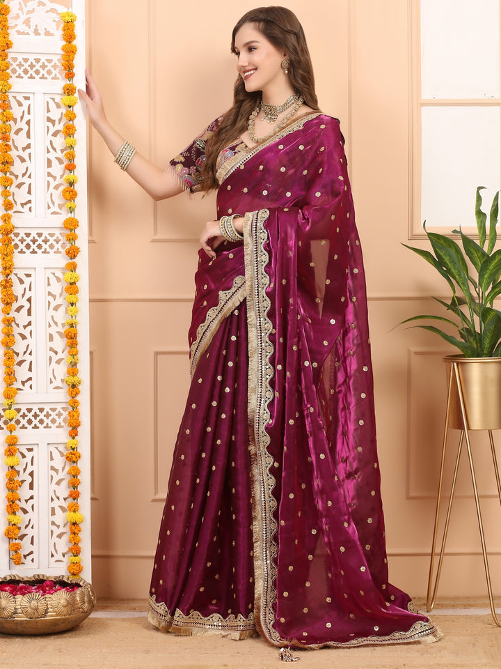 Purple Tissue Saree
