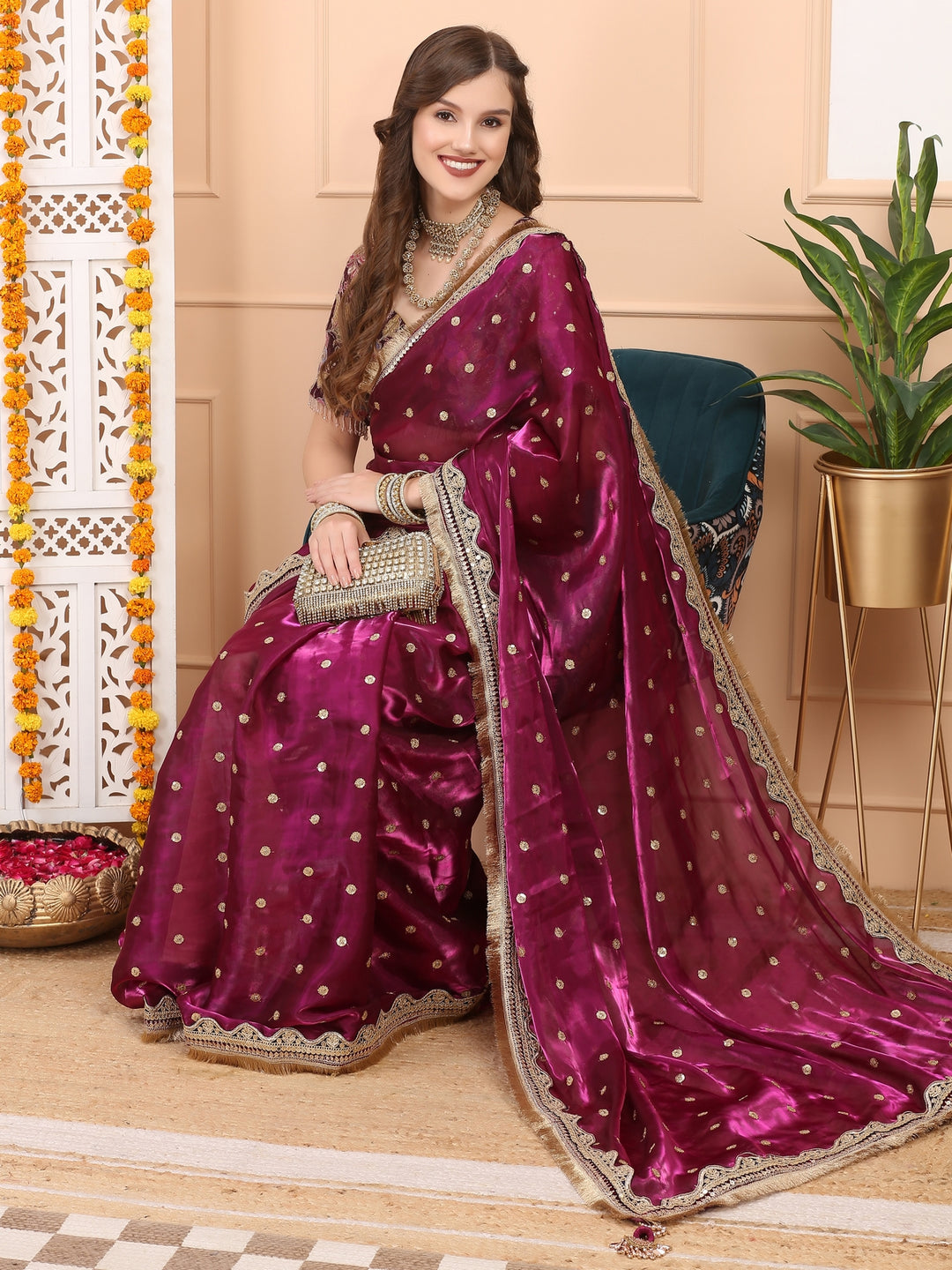 Purple Tissue Saree