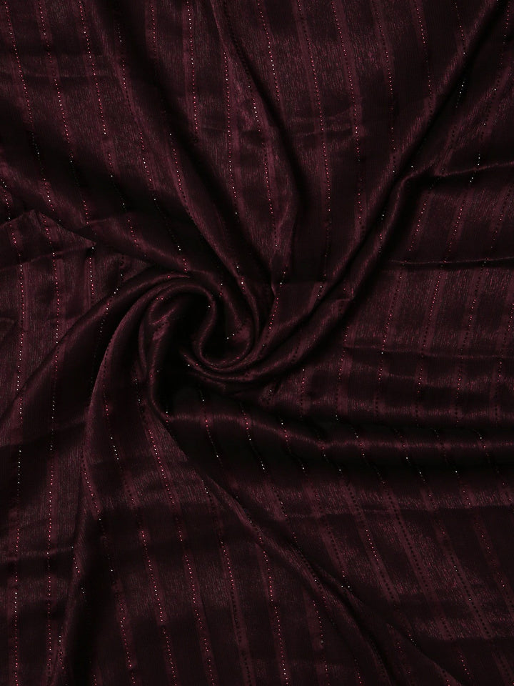 Wine Crepe Sequin Saree