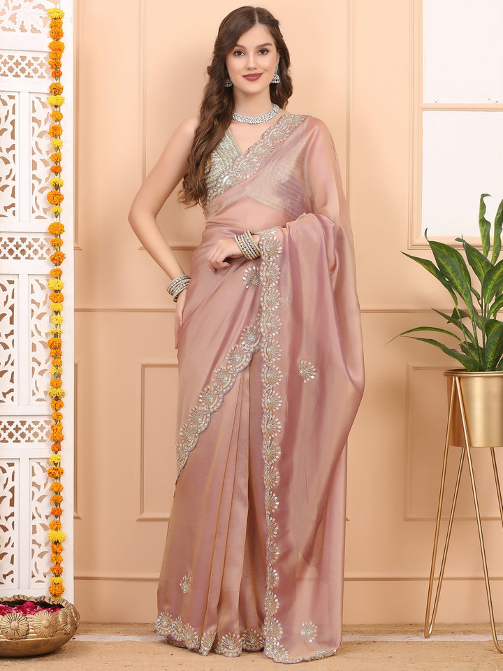Mauve Tissue Organza Saree