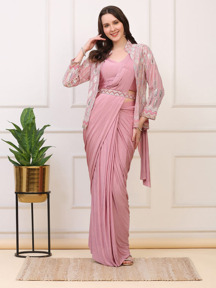 Blush Pink Drape Saree