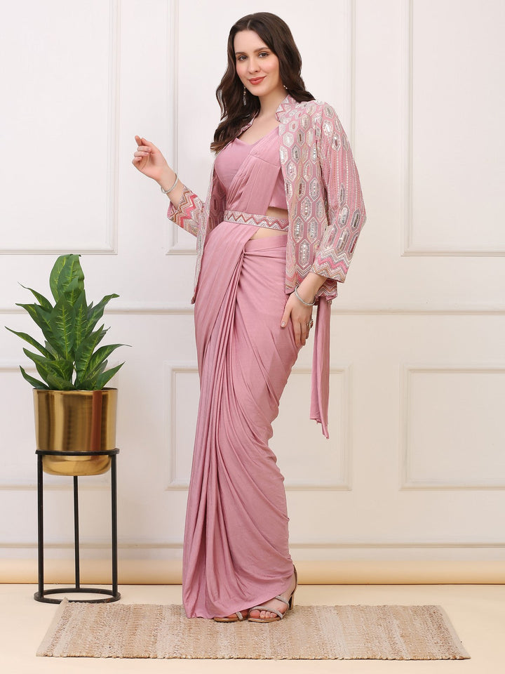 Blush Pink Drape Saree