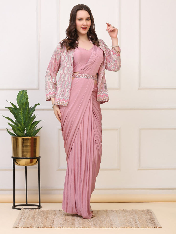 Blush Pink Drape Saree