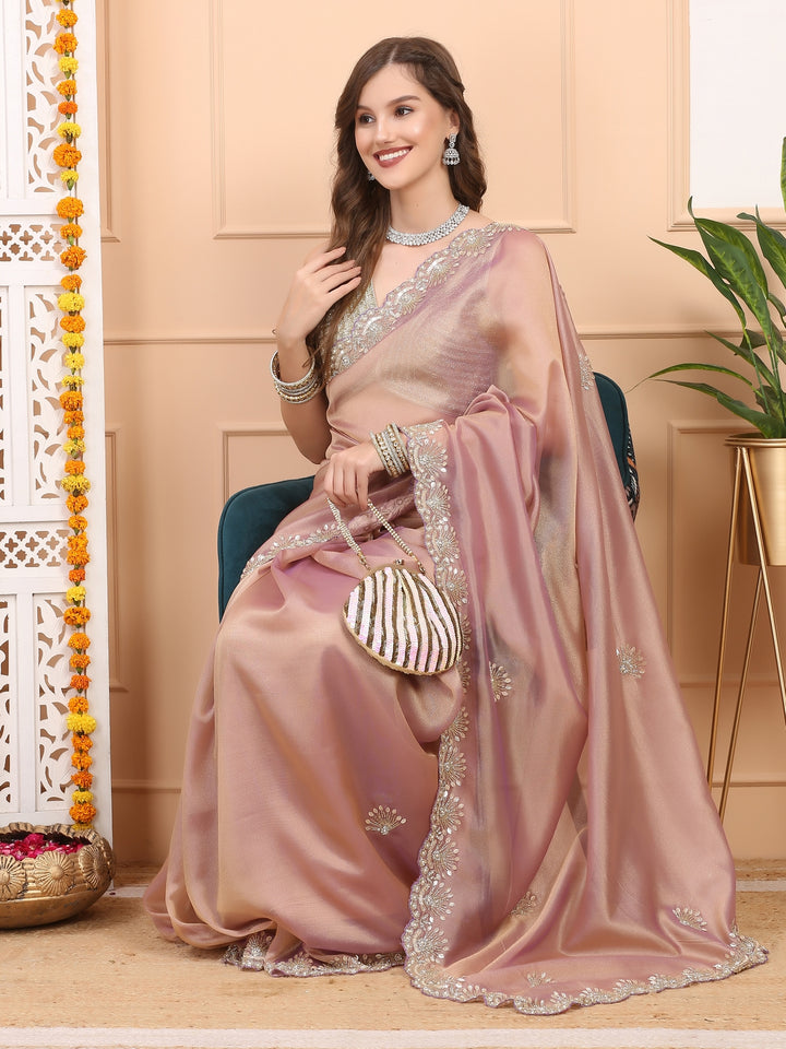 Mauve Tissue Organza Saree
