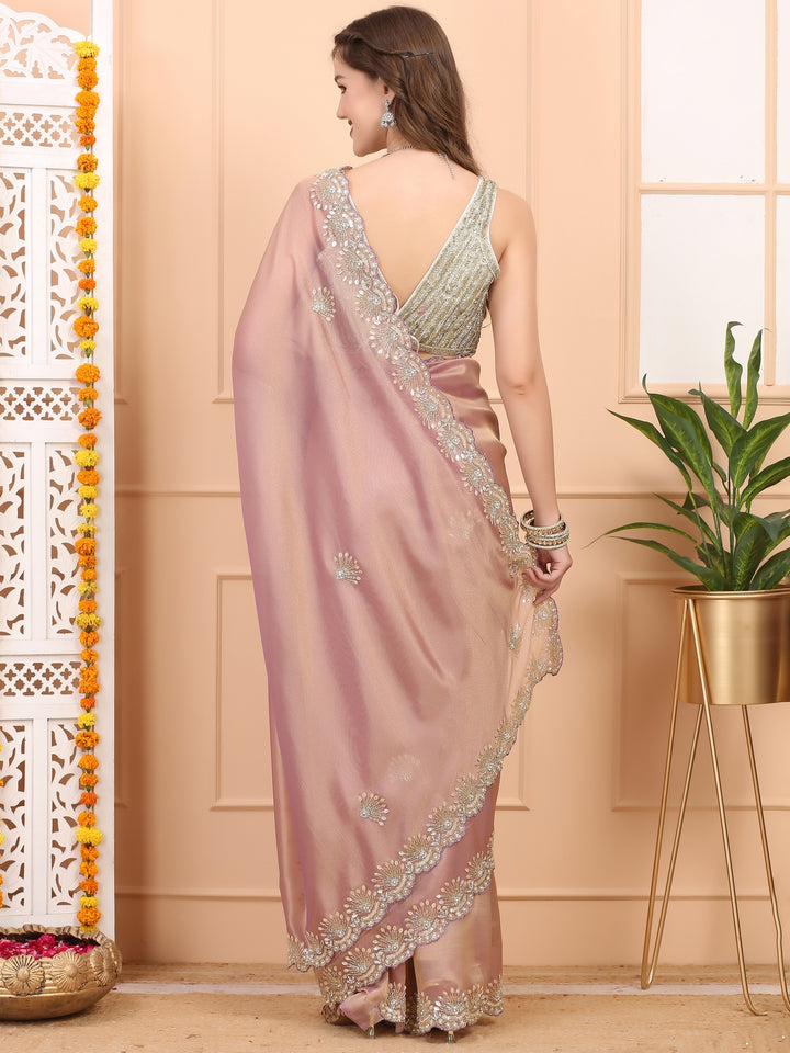 Mauve Tissue Organza Saree
