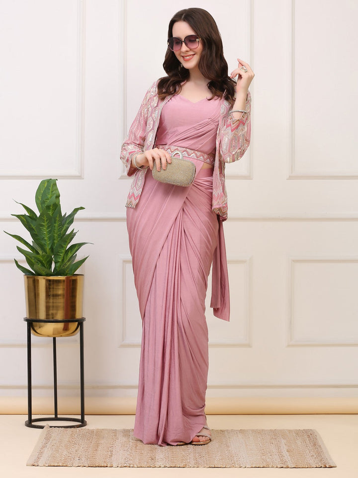 Blush Pink Drape Saree