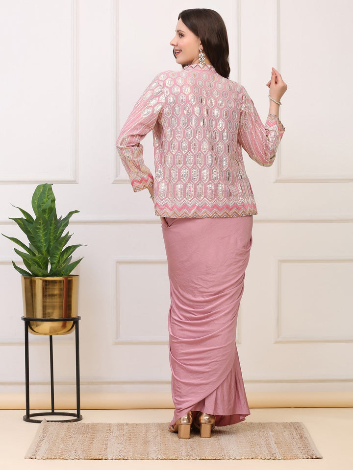 Blush Pink Drape Saree