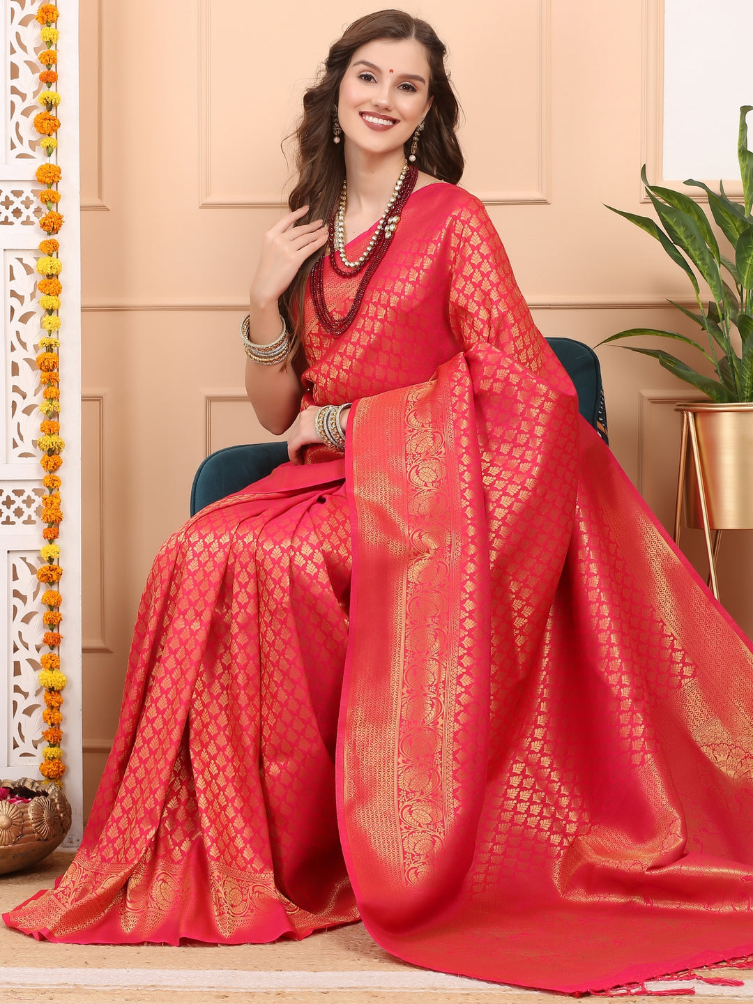 Empress Pink Silk Saree