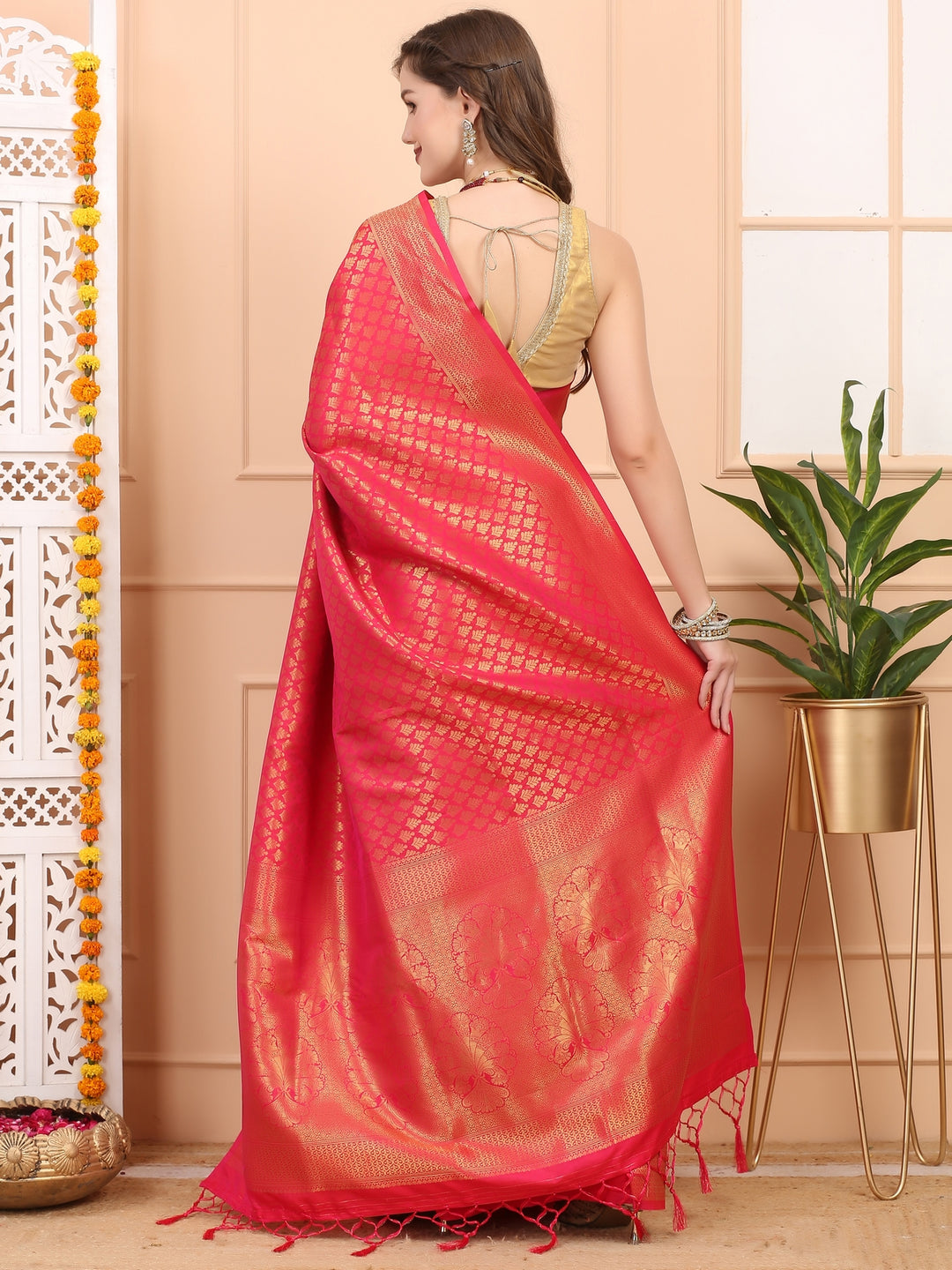 Empress Pink Silk Saree