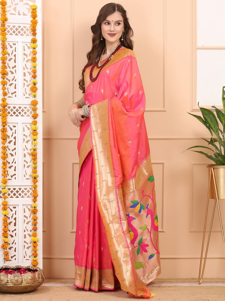 Blush Pink Paithani Silk Saree