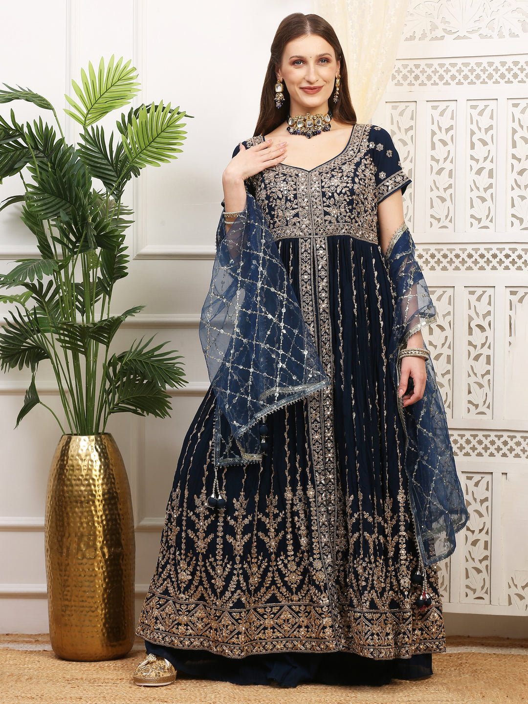 Indigo Blue Anarkali
