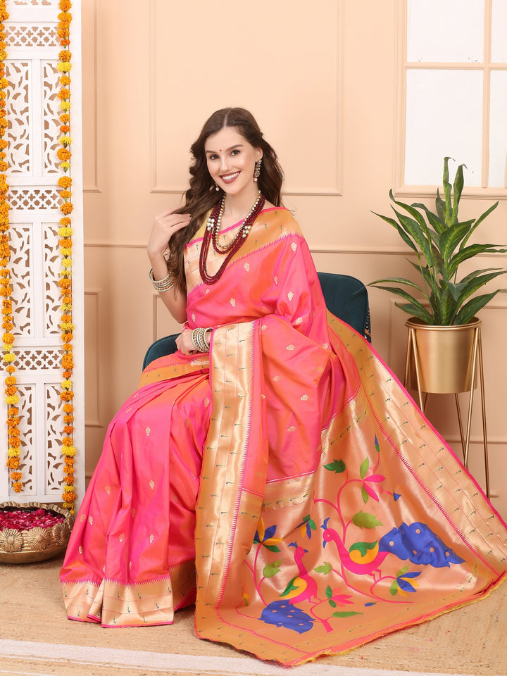 Blush Pink Paithani Silk Saree