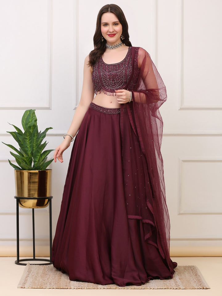 Wine Lehenga